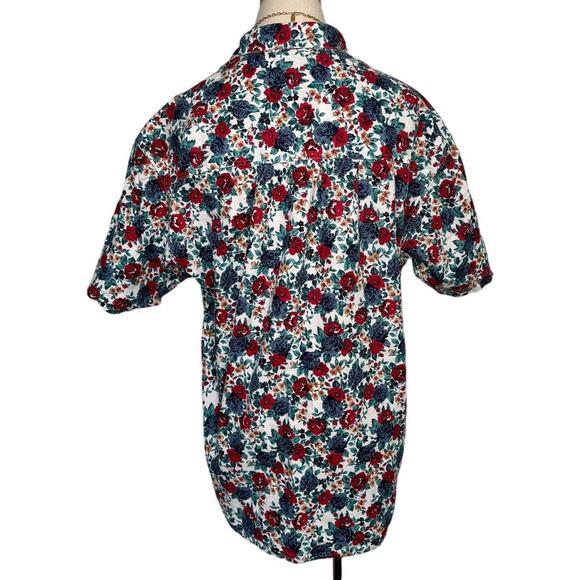 Vintage Woolrich 100% cotton floral rose button down shirt blouse size large L - Picture 3 of 7